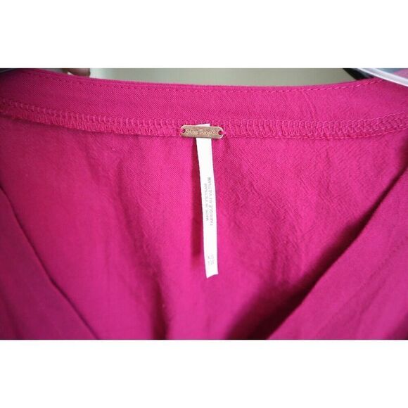 Free People OB1101164 Women's Sz XS Myrtle Magenta Kendra Belted Dress - Picture 3 of 12